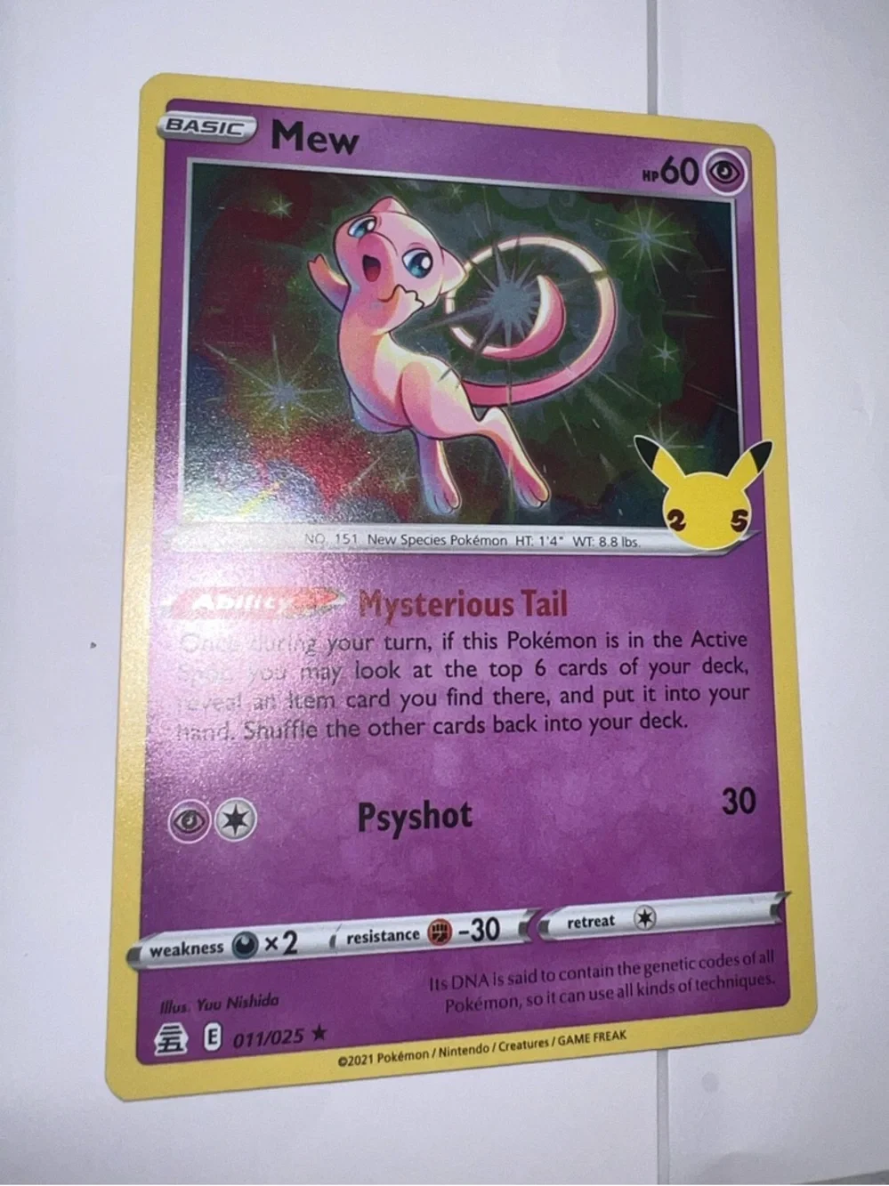 Pokemon Mew Trading Card - Purple and Yellow